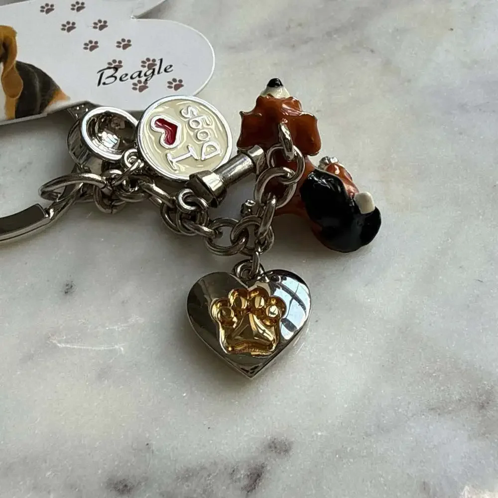 Little Gifts Hand-Painted Beagle Dog Charm Keychain – New with Tag